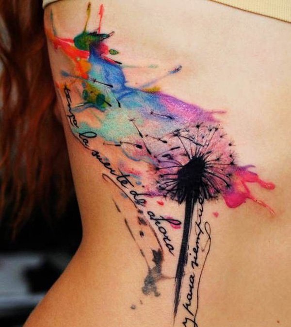 Tatuering-idéer-vattenfärg-puster blommor