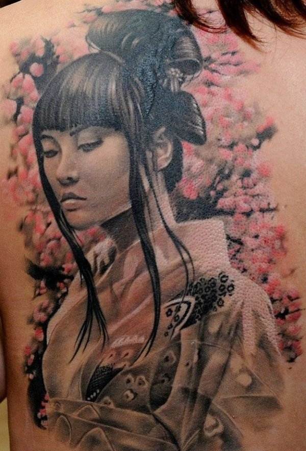 Tatuering idéer geisha tatuering körsbärsträd motiv