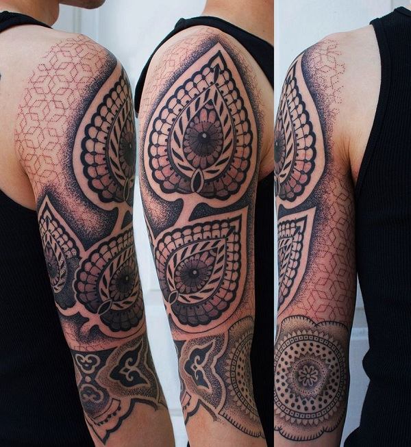 Tatueringsidéer Maori Tree Leaves Upper Arm