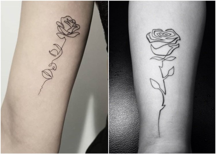 Tatueringstrend 2019 filigranmotiv från en enradig ros