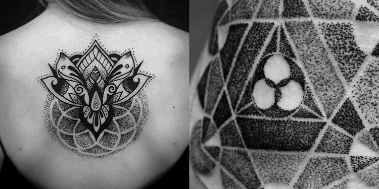 Dotwork tatuering nyanser grå svart