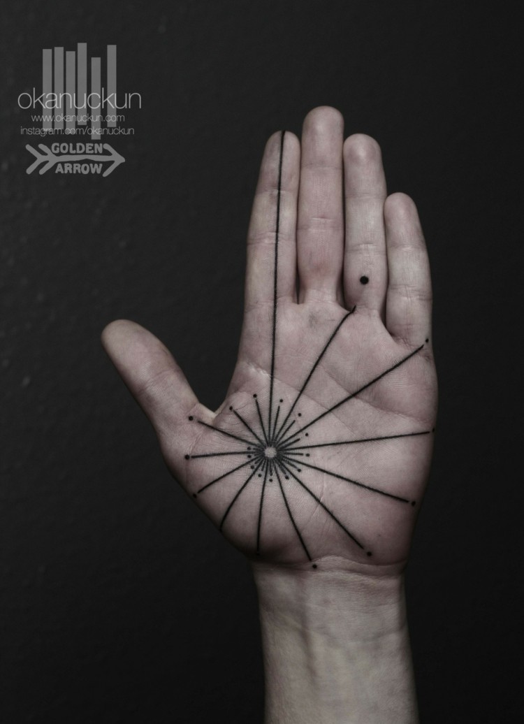 tatueringar surrealistisk design sun palm lines idé