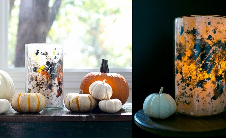 Att göra värmeljus med halloween vaxkritor för barn