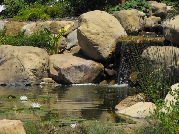 Vattenfall-formad sten trädgård feng shui ordna-trädgård idéer trädgård damm