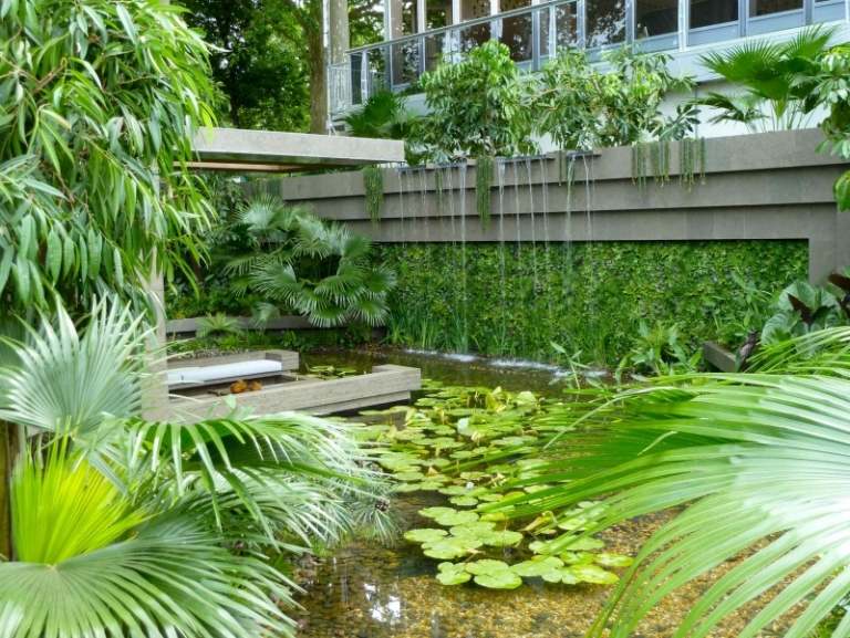 Dammkonstruktion-tips-exotiska-vatten funktioner-trädgård
