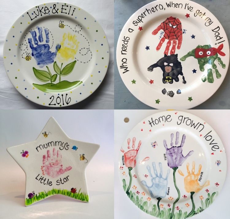 Tallriksmålning baby handavtryck och fotavtryck idéer