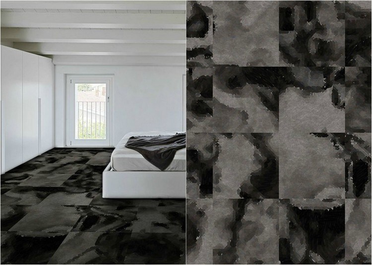 Matta för sovrum Loop matta-polyester-svart-grå-C2-01-Yoyo