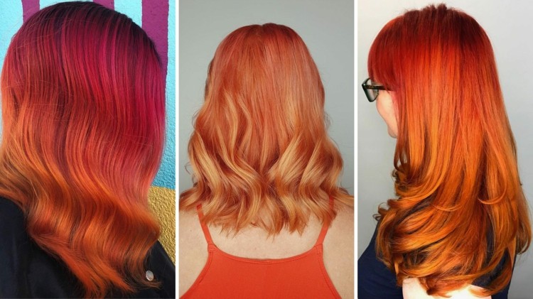 Rött lila hår ombre look frisyr trender tequila sunrise hårfärg