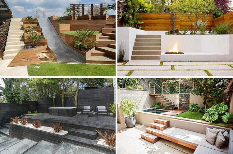 terrass på backen idéer-design-modern-höjda sängar-rutschbana
