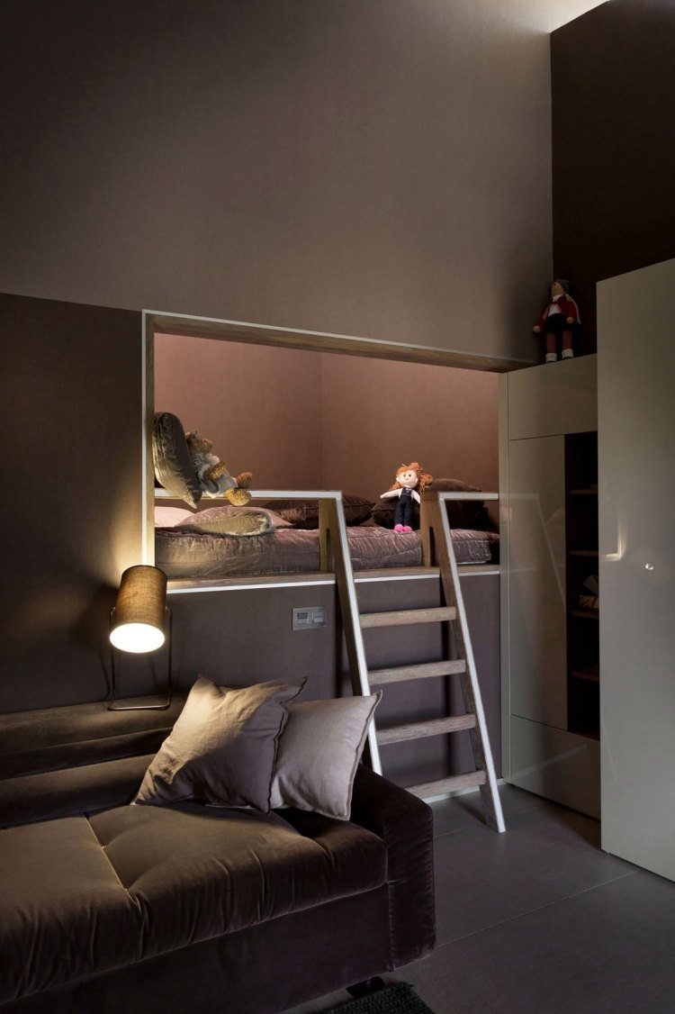 barnrum-modern-interiör-design-pastell-färger-loft säng-soffa