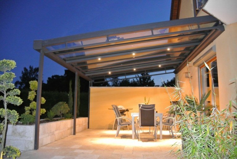 terrass takglas transparent ram aluminium matbord vita möbler