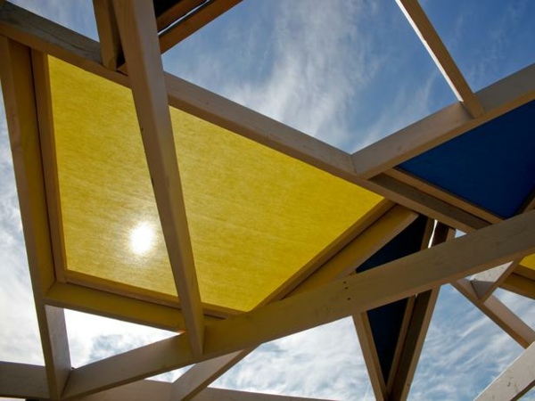 Terrass takglas bygga idéer blå gul