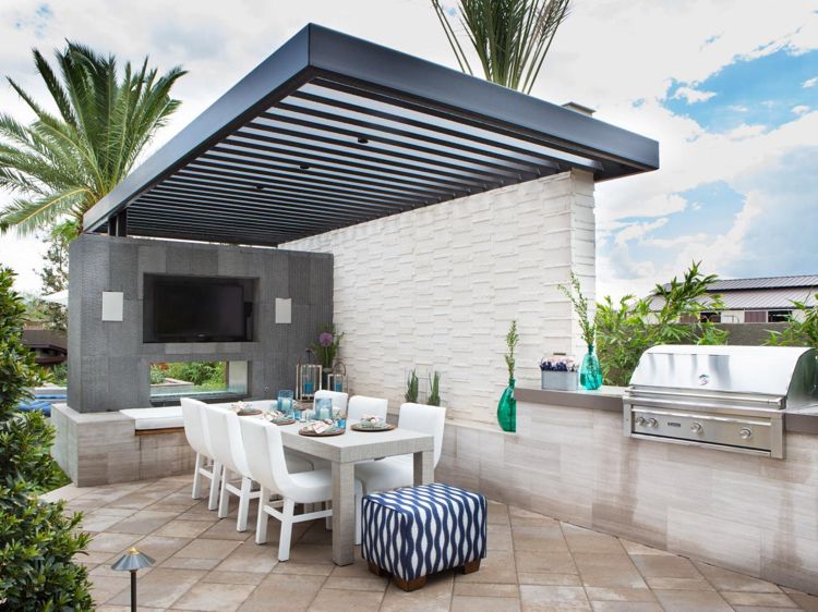 Terrass tak bygga-aluminium-modern-vägg-TV