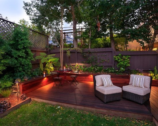terrass idéer trädgård sekretess skärm fåtölj matplats lysa staket