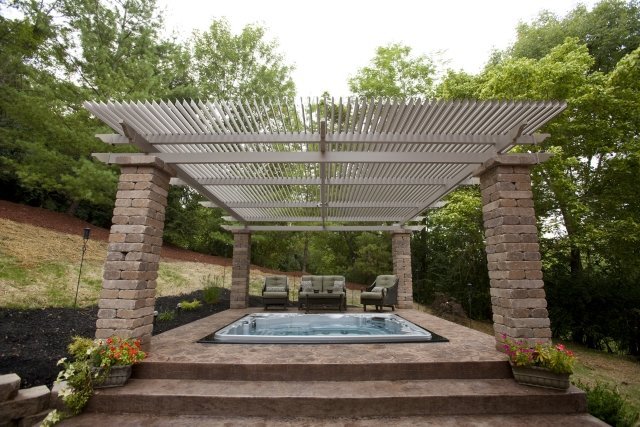 terrass tak aluminium tegelpelare bubbelpool