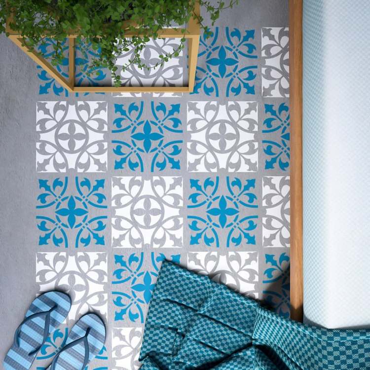 terrassgolv färg design målning orientaliskt mönster