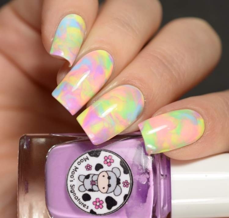 Rainbow naglar eleganta tie dye naglar pastellfärger nagellack