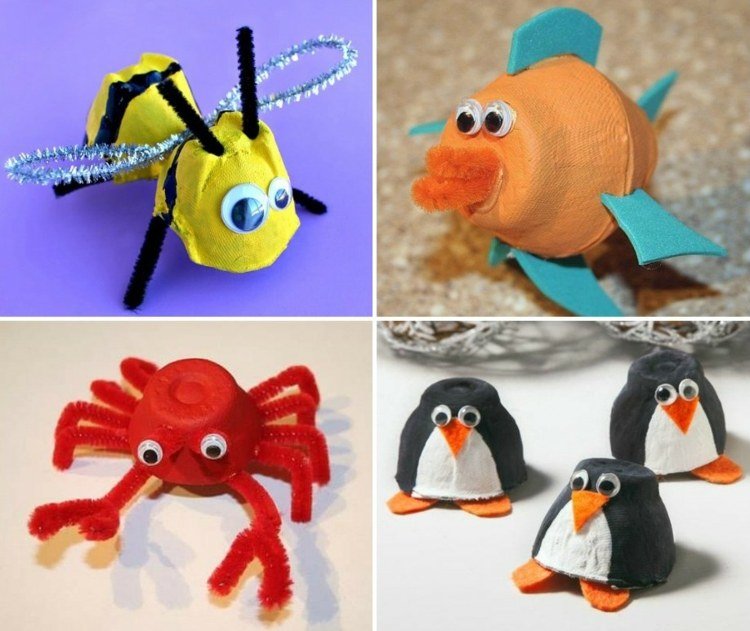 tinker-ägglådor-bi-vår-fisk-krabba-krabba-pingvin