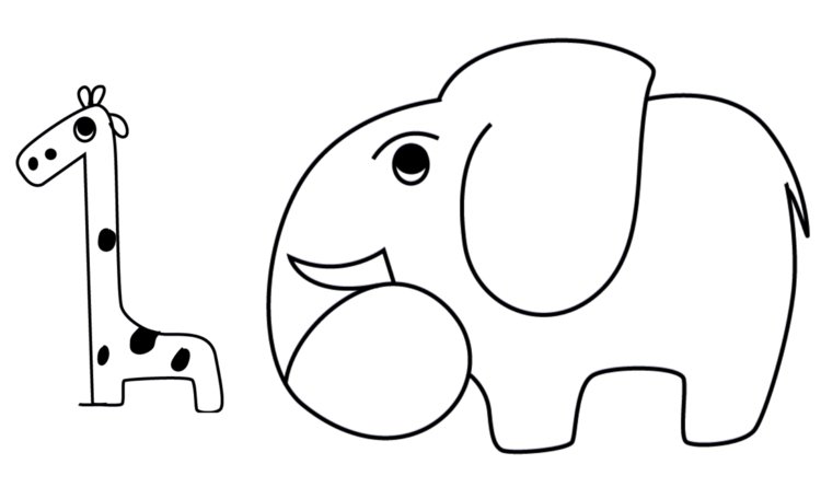 Giraff från nummer 1 och elefantstam från nummer 6