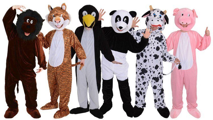 Djurdräkter för karneval för vuxna-idéer-loewe-tiger-pingvin-panda-ko-gris