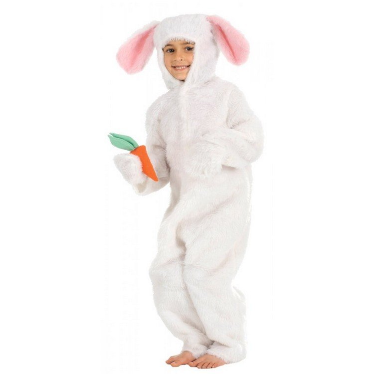 Djurdräkter för karnevalbarnen-vita-kanin-rosa-öron