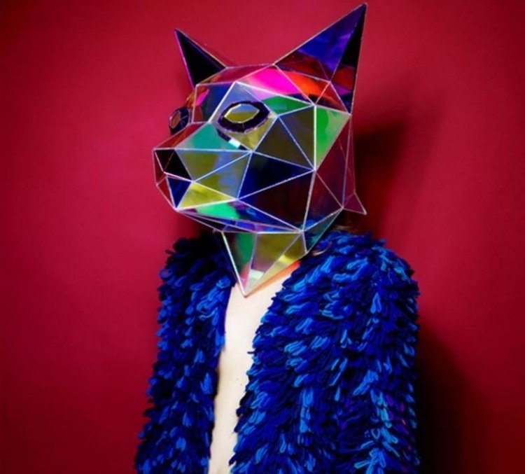 Djurdräkter för vuxna-karnevalsmasker-mode-katt-hjälm-geometriska-delar-fasetter