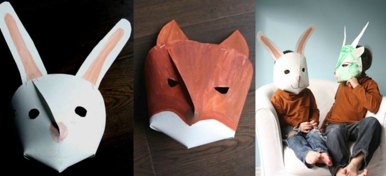 djurmasker-tinker-papper-kartong-karneval-masker-kanin-räv-rådjur-barn
