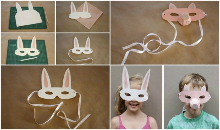 djurmasker-tinker-papper-kartong-karneval-masker-vit-kanin-rosa-gris-barn-masker