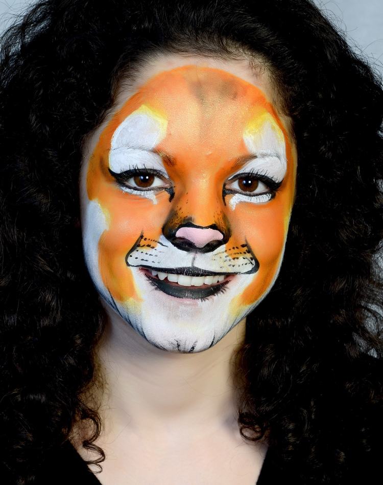 tiger face make-up instruktioner barn vuxna