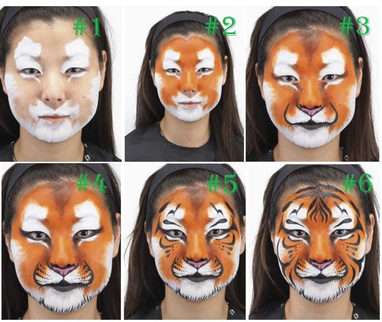 tiger make-up barn instruktioner enkelt steg för steg