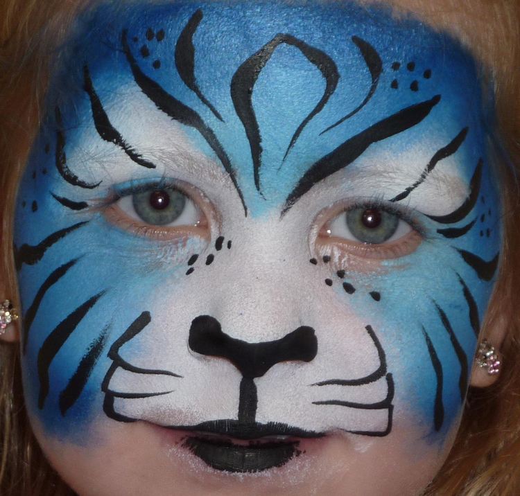 barns karneval tiger smink vitblå