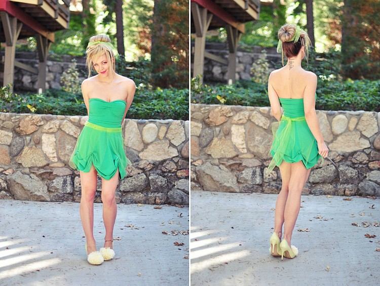 Tinkerbell kostym kvinnor-gör-det-själv-grön-klänning