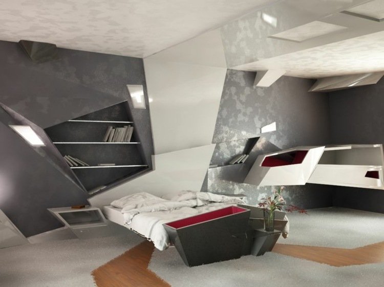 ovanlig-möbler-modern-vardags-sovrum-grå-vit-inbyggd-i-hylla