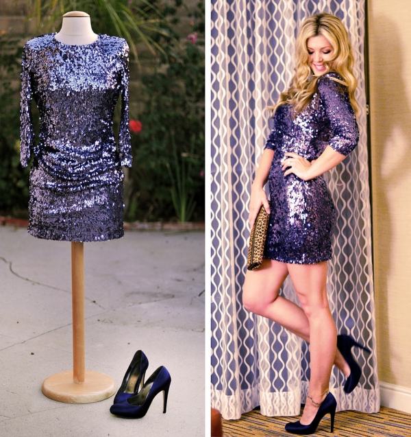 perfekt silverster outfit 2013 klänning nyårsafton blå lila paljetter glamorös outfit