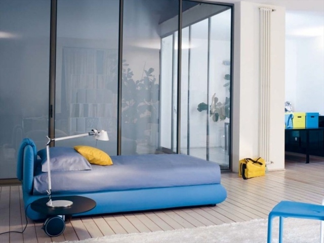 Barnrum blå möbler Ungdomsrum säng avtagbart lock PAD Bonaldo