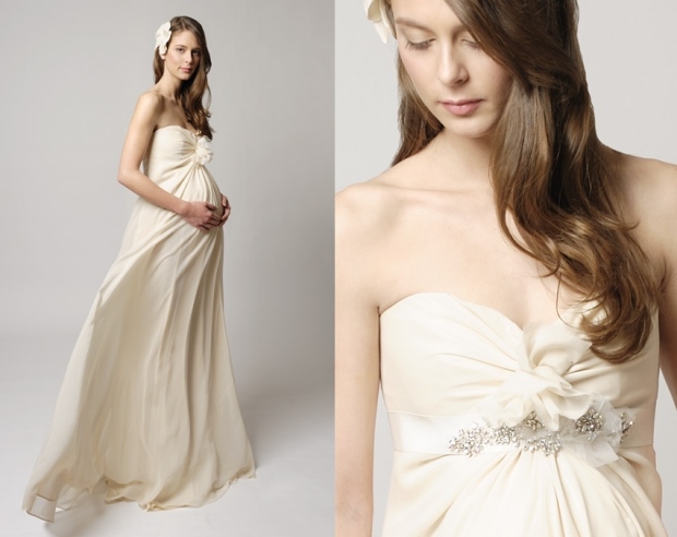 designer bröllopsklänning för gravida frisyrer
