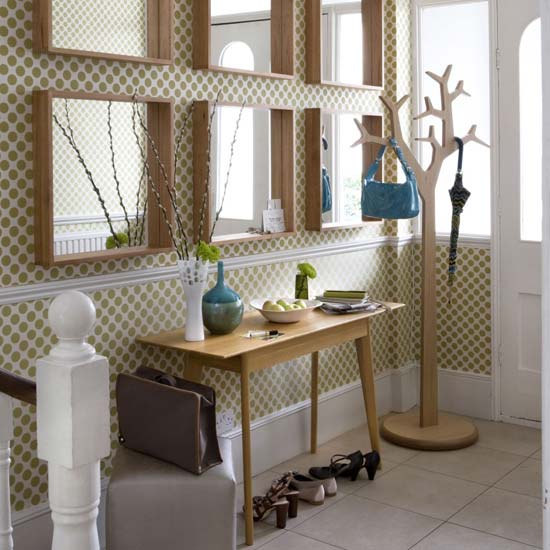 hall design spegelram träkonsol bord klädhängare