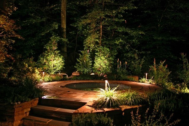 trädgård belysning ledde idéer trappor pool