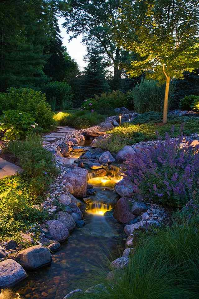 trädgårdsbelysning idéer creek magiska ljusspel