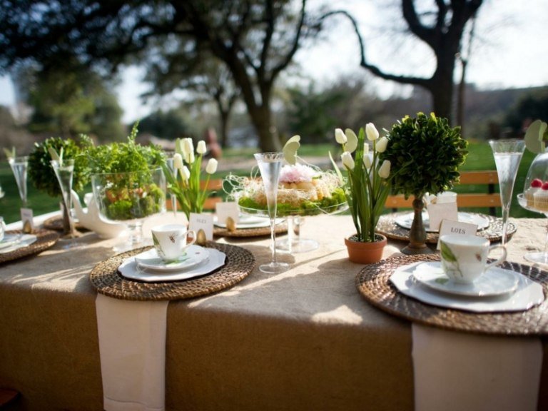 bordsduk burlap bordsduk idé trädgård dekoration fast korg bordsunderlägg
