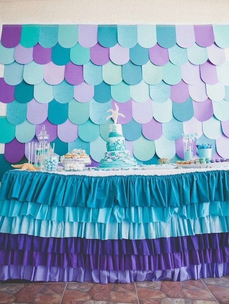 bordsduk-nära-idéer-prasslande-födelsedagsfest-sjöjungfrun-motto-blå-lila-färg överflöd