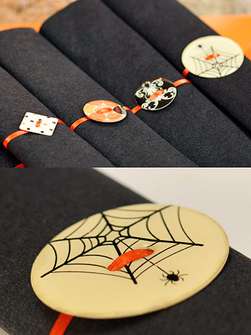 bordsdekorationer halloween fest servettringar knappar dekorationer