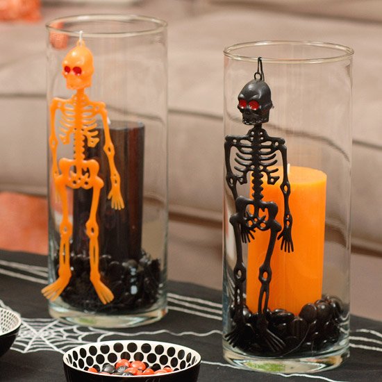 halloween festidéer skelett ljusstake kaffebönor