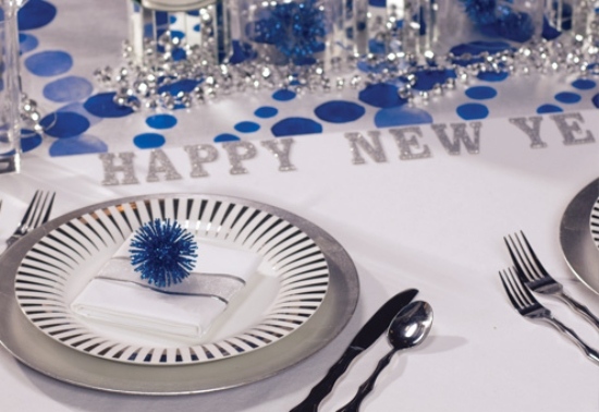 Bordsdekoration Nyårsfest blått silver
