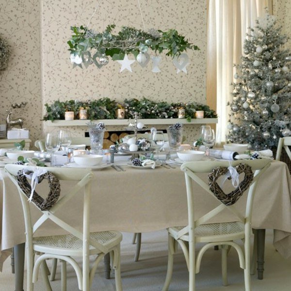 silver vin dekoration idé julbord