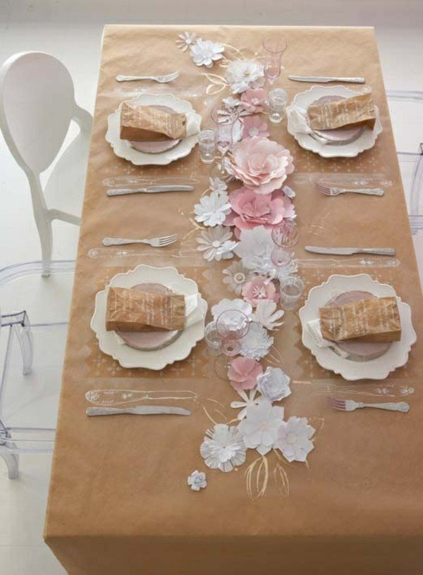 Bord dekorera papper blommönster origami