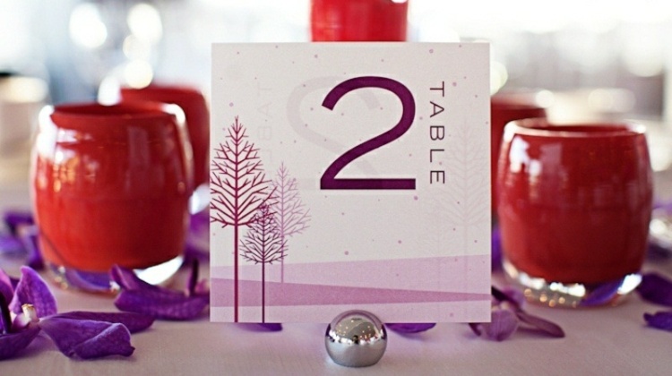 rött deskoration ljusstake bord nummer vinter tema bröllop