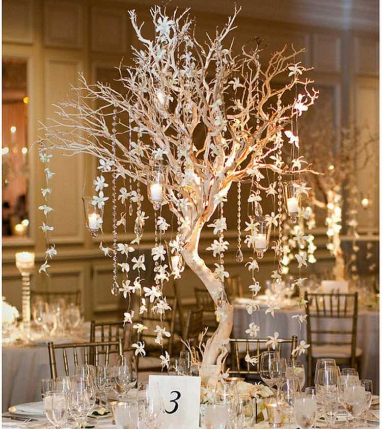 trädbord dekoration i vinter bröllop elegans mobil