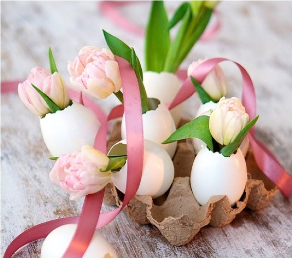 Äggskal blomma vas bord-dekorera till påsk