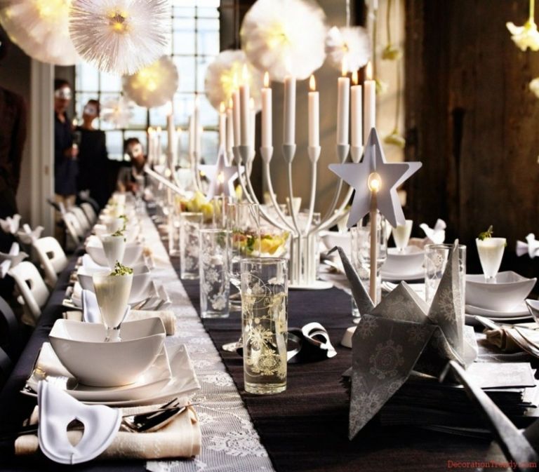 bordsdekorationer för jul silver svart eleganta stjärnljus